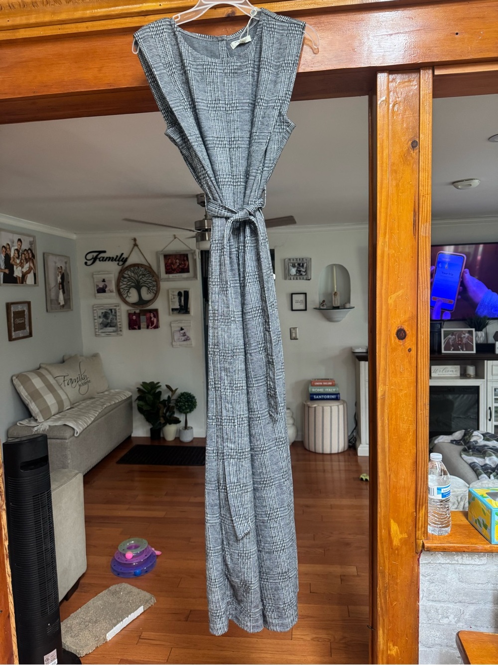 Gray Plaid Tie-Waist Home Accent Throw / Drapery Panel
